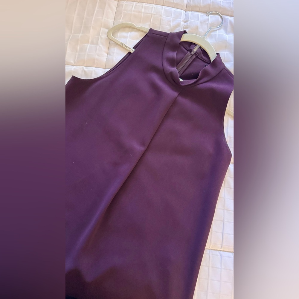 THEORY Talniza Admiral Crepe Plum Purple Sleeveless Blouse Minimalist Top - Picture 9 of 12